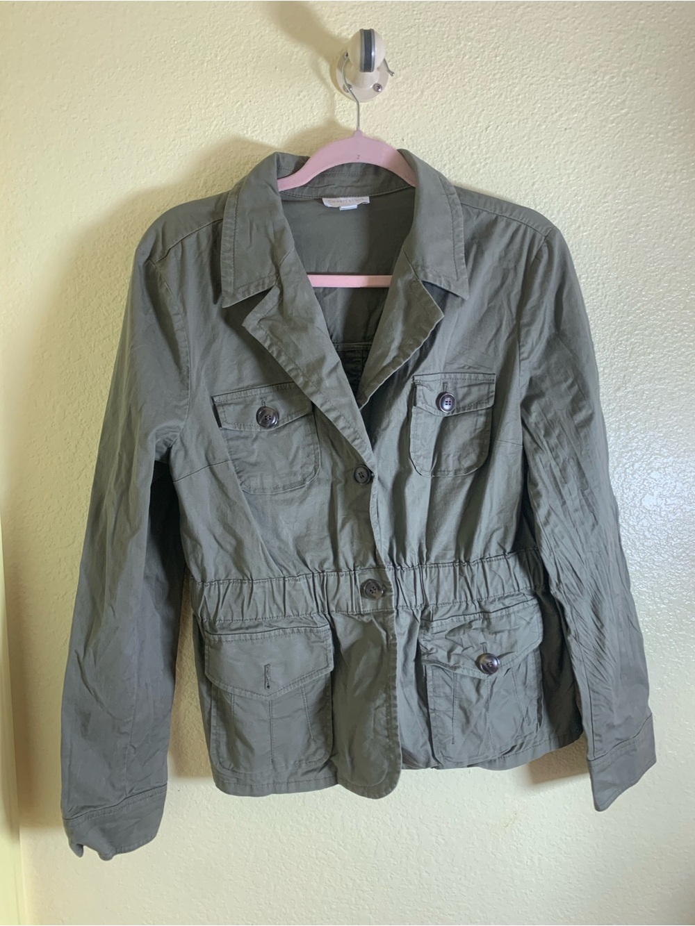 NWOT Charter Club Olive Green Utility Jacket with Pocket Details, Size L